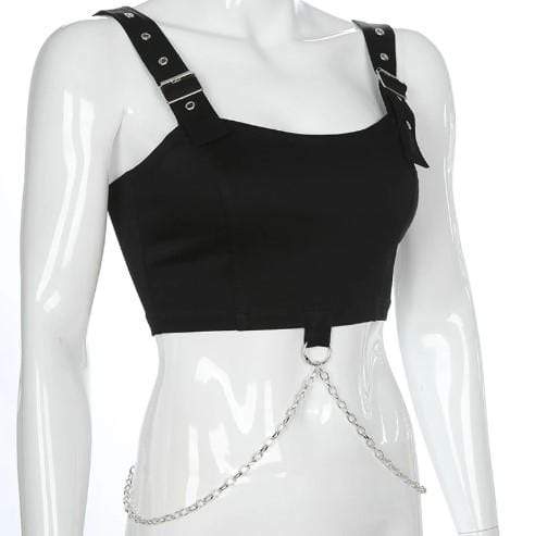 Gothic Punk Eyelet Metal Chain Top