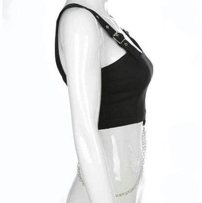 Gothic Punk Eyelet Metal Chain Top