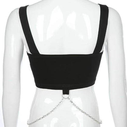 Gothic Punk Eyelet Metal Chain Top