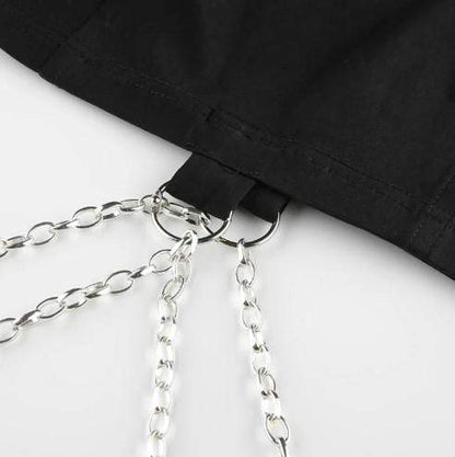 Gothic Punk Eyelet Metal Chain Top