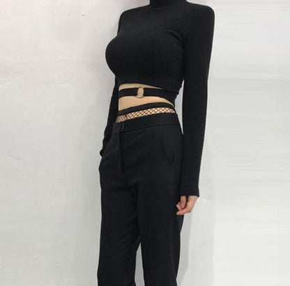 Gothic Sexy Long Sleeves Crop Top