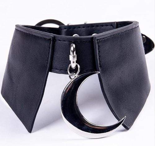 Gothic Moon Black Leather Choker