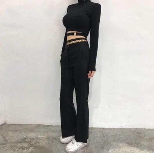 Gothic Sexy Long Sleeves Crop Top