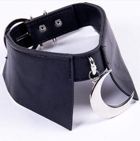 Gothic Moon Black Leather Choker