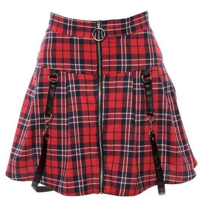 Gothic High Waist Belt Buckle Skirt