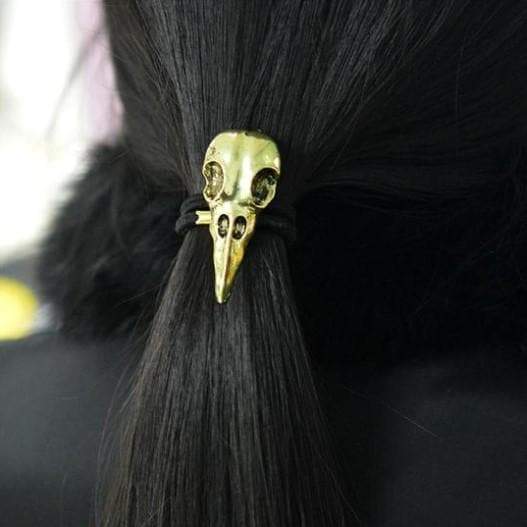 Bird Skull Goth Hair Band Rope