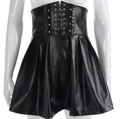 Gothic Leather Bondage High Waist