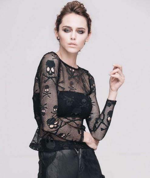 Skull Head Mesh Gothic Top