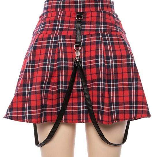 Gothic High Waist Belt Buckle Skirt