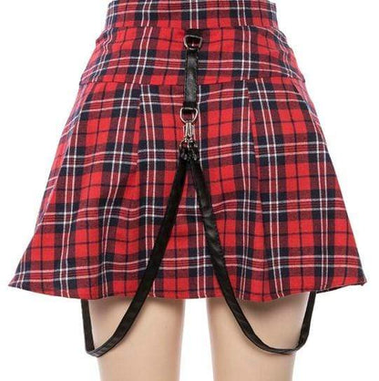 Gothic High Waist Belt Buckle Skirt