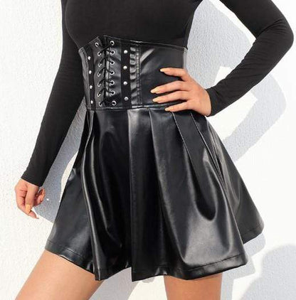 Gothic Leather Bondage High Waist