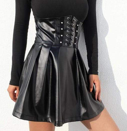 Gothic Leather Bondage High Waist