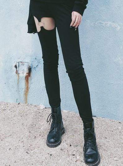 Gothic Hollow Out High Waist Pants