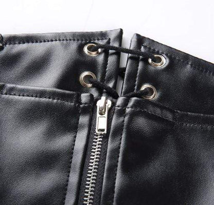 Gothic Leather Bondage High Waist