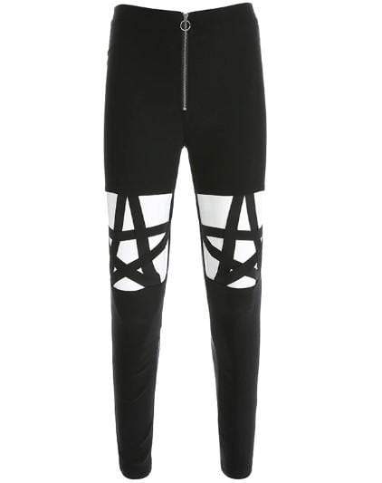 Gothic Pentagram Hollow Out High Waist Pants