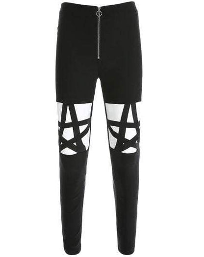 Gothic Pentagram Hollow Out High Waist Pants