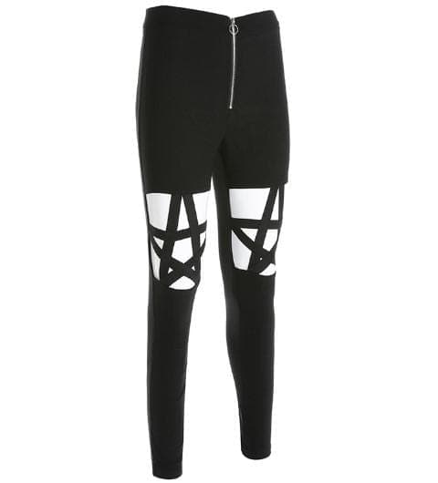 Gothic Pentagram Hollow Out High Waist Pants