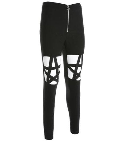 Gothic Pentagram Hollow Out High Waist Pants