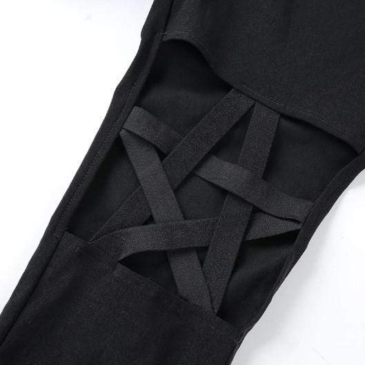 Gothic Pentagram Hollow Out High Waist Pants