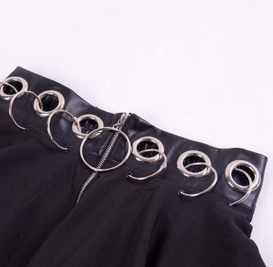 Gothic Black Iron Ring Mini Skirt