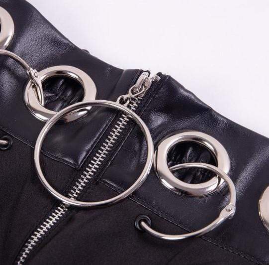 Gothic Black Iron Ring Mini Skirt