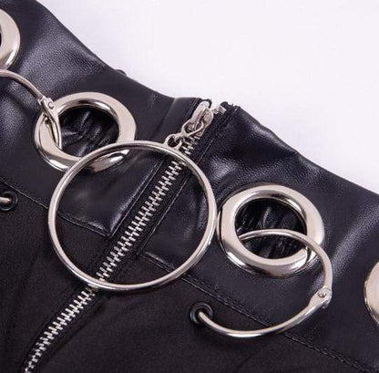 Gothic Black Iron Ring Mini Skirt