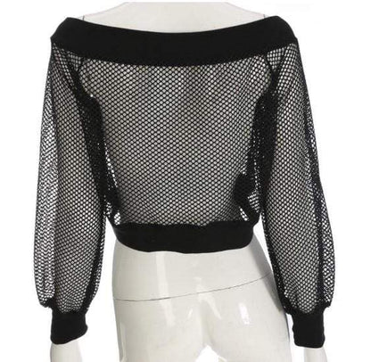Gothic Mesh Off Shoulder Crop Top