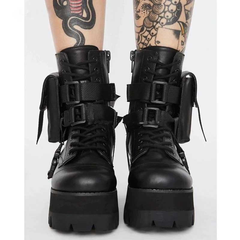 Chunky Black Goth Boots