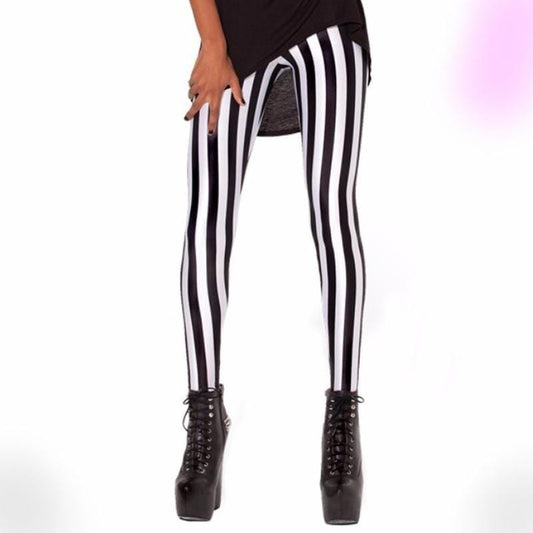 White/Black Stripped Leggings