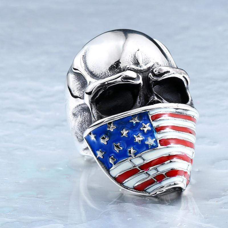 Flag Bandana Skull Ring
