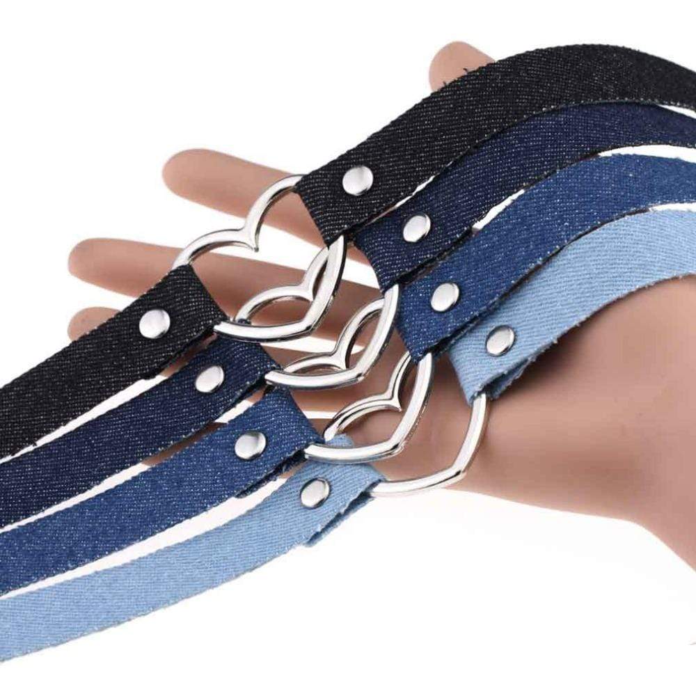 Denim Heart Choker