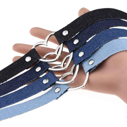 Denim Heart Choker
